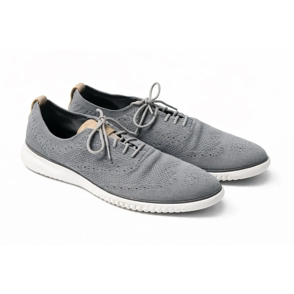 Cole Haan GrandPro Sneakers Mens 9 Gray Knit Oxford Casual Lightweight Comfort